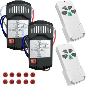 2 Pack Universal Ceiling Fan Remote Control Kits with Light Dimmer 3 Speed Fan Controller Receiver Lamp Dim Remote Replacement for Hampton Bay/Hunter/Harbor Breeze/Westinghouse/Honeywell & More