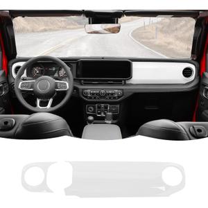 RT-TCZ Center Console Trim Cover Dashboard Control Panel Cover Decorative Interior Accessories Compatible with Jeep Wrangler JL JLU & Gladiator JT 2024+,White