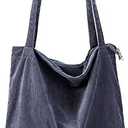 KALIDI Women Corduroy Tote Bag Zipper Casual Tote's Handbag Big Capacity Shoulder Bag with Pockets
