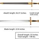 Medieval Templar Knight Sword – 33-33.3 Inch Black & Red & Gold Crusader Replica for Cosplay, Collection & Display