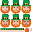 Cinrobiye 24 Set St. Patricks Day Picture Frame Craft Kits,St. Patrick's Craft Ornaments Photo Props Decoration for Toddler Classroom Activities Lucky Shamrock Clover Irish Party Favor Supplies (Face)