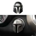 BestEvMod Mando Style Universal Car Engine Start Stop Button Cover Anti-Scratch Push Start Button Protective Cover 3D Cool Car Accessories Gift (Silver)