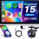 6G+128G 8-Core Android Car Stereo Double Din 10.1 inch Wireless Carplay IPS Touchscreen Car Radio Android Auto Screen with GPS Navi Bluetooth DSP, Mirror Link, WiFi, FM RDS, Backup Camera SWC Driauto