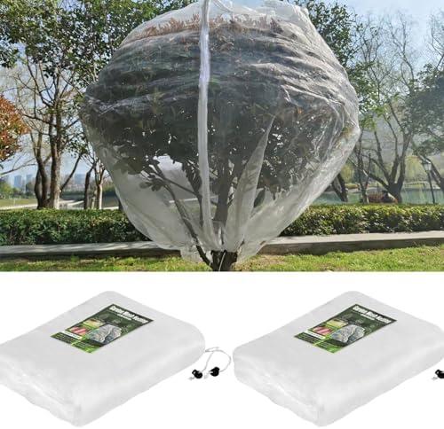 KEOHOLI Large 2 Packs Fruit Tree Netting Bags with Zipper and Drawstring, Insect Bird Barrier Netting Plant Covers for Fruit Vegetable Trees, Bushes,Flower in Garden (8 * 8ft)