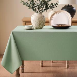 Faux Linen Tablecloths for Rectangle Tables, Burlap Textured Table Cloths Washable Farmhouse Table Cover Water Resistant for Dining, Wedding, Outdoor(Sage Green, 60"104")