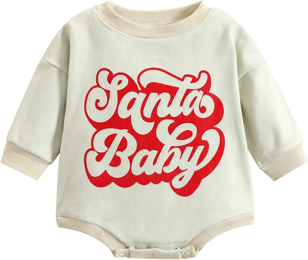 Neutral Newborn Baby Boys Girls Clothes Crewneck Snap Closure Bodysuit Romper Infant Oversized Outfits (12-18 Months)
