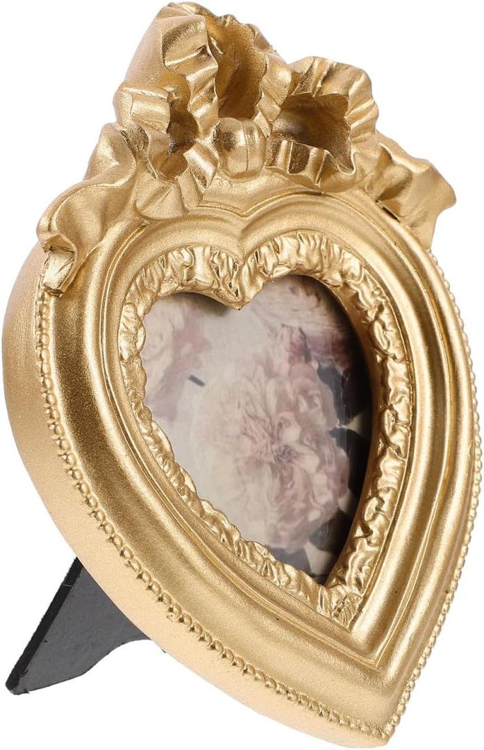 Amosfun Heart Shaped Picture Frame Graduation 2025 Party Decoration Photo Frame Fits 3" x 3" Pictures for Home Tabletop or Wall Ornament