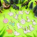Trnayi 36 Pcs Dinosaur Unfinished Wooden Keychains Color Your Own Unfinished Dinosaur Wooden Crafts Blank Wood Painting DIY Crafts for Birthday Home Activities Arts Project Decor