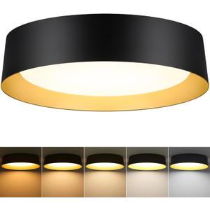 BrightHome 16in Flush Mount LED Ceiling Light, 30W(300W Equiv) 3000LM, 5CCT 2700K 3000K 4000K 5000K 6000K, Dimmable Modern Flush Mount Light for Bedroom, Bathroom, Hallway, Kitchen, White and Gold, 16inch-1pack