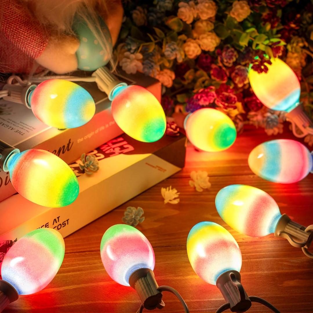 Enhon 2 Pack Easter Egg String Lights, 10.5FT Multi-Color Pastel LED Egg Lights, End-to-End Connectable String Light for Indoor & Outdoor Easter Party, Fireplace, Mantel, Entrance Decor