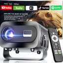 Projector with WiFi and Bluetooth, Electric Focus & Vertical Keystone, 1080P HD 4K Support, Smart Projector with Built-in Streaming Apps, Portable Projector for Outdoor & Home Movie (Gray)