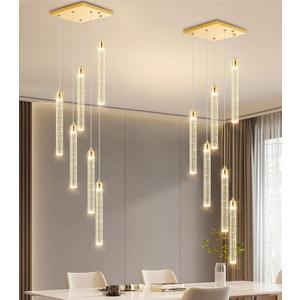 Mini Chandelier Crystal Pendant Lights for Kitchen Island Modern LED Dimmable Ceiling Handing Lighting Adjustable Flush Mount Ceiling Light for Dining Room Bedroom Foyer