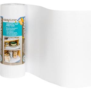 Smooth Top EasyLiner for Cabinets & Drawers, Easy to Install, Shelf Paper & Drawer Liner Non Adhesive, Non Slip Shelf Liner for Pantry, Kitchen Essentials, 12 in x 24 ft (Pack of 1), White