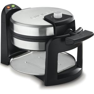 Cuisinart WAF-F30 Round Flip Belgian Waffle Maker, Black/Silver, 1 inch thick