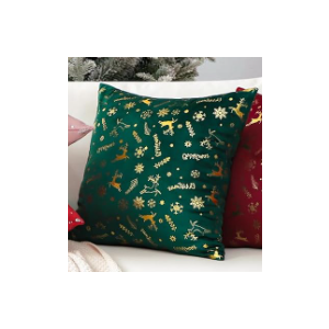 Ohok Set of 2 Christmas Velvet Pillow Covers Hot Foil Stamping Pattern Throw Pillow Covers for Farmhouse Home Decor Sofa Couch Bed Bedroom Living Room (Gold Elk Beige, 16x16-Inch)