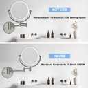Wall Mounted Lighted Makeup Vanity Mirror with Magnification, 8 Inch Double Sides 10X Magnifying Bathroom Mirror 3 Color Lighting Touch Dimming, Extended Arm Shaving Mirror Hard Wired, Brushed Nickel