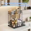 2 Pack Under Sink Organizers and Storage, 2 Tier Pull Out Cabinet Organizer, Metal Sliding Drawer Storage for Kitchen BathroomBlack