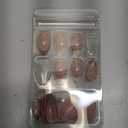 Almond Press on Nails Short White French Tip Fake Nails with Chrome Gold Line Designs Glossy Full Cover Glue on Nails Almond Shape Acrylic Nails French False Nails for Women Girls Manicure 24Pcs (French Tip Fake Nails with Designs-12)