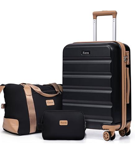 Hoteel Luggage Sets 3 Piece, PC+ABS Hard Shell Expandable Suitcases with Wheels, TSA Aproved Lock and Carry on Bags, Travel Suit Case Set for Men and Women, (3-Piece, Black)