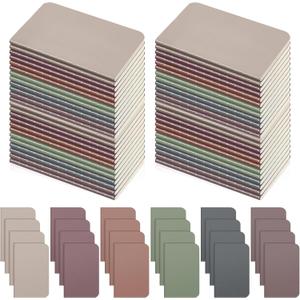 60 Pcs Pocket Notebook Mini Journal Bulk, Back to School Supplies 2. 5" x 4"kraft Paper Small Lined Notepads Softcover Pocket Notebook Cute Memo Diary Subject Notepads for Kids Student (dark browndark grayolive greenbrick redmaroon and beige)