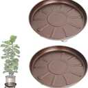 Plant Caddy with Wheels 16 Inch 2 Pack, Heavy Duty Metal Plant Stand & Dolly with Lockable Casters, Holds 230 lbs for Indoor Outdoor Large Flower Pots, Bronze