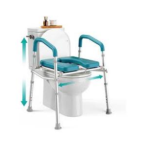 PELEGON Raised Toilet Seat with Handles (400lb)  Adjustable Height & Width Toilet Chair with Arms, Toilet Riser with Handles, Toilet Chair Over Toilet, Handicap Toilet Seat for Elderly (Teal)