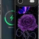 ZHEGAILIAN for iPhone 17 Air Case Compatible with MagSafe Four-Corner Reinforced Shockproof Soft TPU Protective Hard PC Back Cover Girls Case for iPhone 17 Air 6.6inch Starry Purple Rose Butterfly