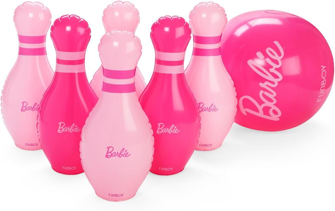 FUNBOY Barbie Inflatable Bowling Set for Kids and Adults with Large Ball and Six Bowling Pins Perfect for Backyard Parties FUNBOY Barbie Inflatable Bowling Set for Kids and Adults with Large Ball and Six Bowling Pins Perfect for Backyard Parties