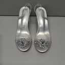 Allegra K Women's Clear Slingback Flower Rhinestone Peep Toe Silver Heels Sandals (9 M US)