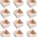 CALPALMY (12 Pack 4'' x 4'' Rustic Wooden Box Storage Organizer Unfinished Small Craft Wooden Box for Collectibles Home Venue Decor Succulents