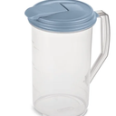 Sterilite, Pitcher, 2 Quart Round Pitcher, Clear Plastic, Flip-top Spout, Light Blue, plastic, 2 quart, useful for everyday beverage storage.