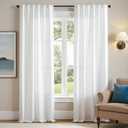 jinchan White Curtains for Living Room Bedroom Linen Textured Curtains 96 Inches Long 2 Panels Farmhouse Casual Weave Back Tab Drapes Light Filtering Window Draps Set