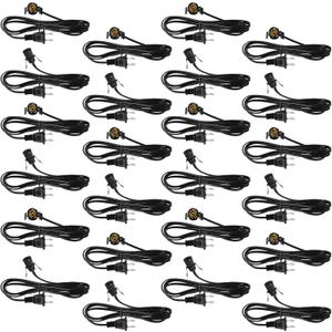 Macarrie 24 Pcs Clip in Lamp Cord with E12 Light Socket Single Lamp Replacement Cord for Holiday Christmas Village Accessories Decorations Switch Not Included, 6 ft (Black)