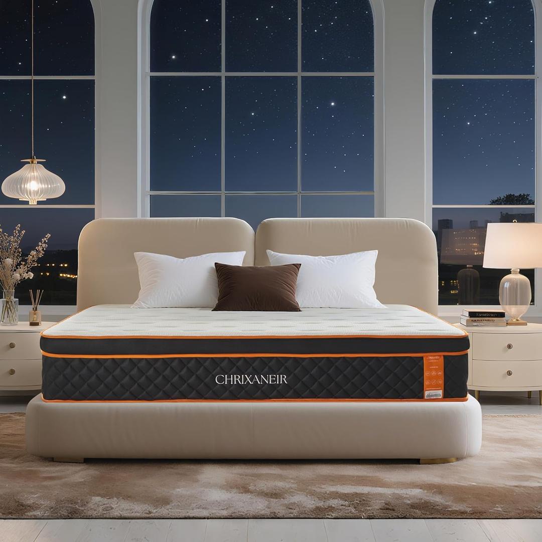 14 Inch Queen Size Hybrid Mattress  Medium Firm Euro Top Gel Memory Foam Mattress in a Box with Pocket Springs, CertiPUR-US Certified, Balanced Support & Pressure Relief