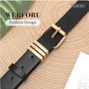 WERFORU Women Leather Belt Fashion Leather Waist Belt for Jean Dress with Gold/Silver Buckle (Black)
