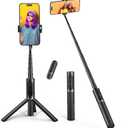 ATUMTEK Selfie Stick Tripod, 3-in-1 Extendable Aluminum Phone Tripod with Detachable Bluetooth Remote, Compatible with iPhone 17/16/15/14/13/12/11/11 Pro/XS Max/XR and Samsung Smartphones, Black