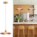 Vintage Pendant Light Fixture Glass Hanging Light Fixture Folwer Light Pendant Lights Modern Lighting for Bedroom Kitchen Island Hallway Bathroom Purple Sunflower