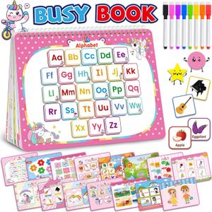 Benresive Montessori Preschool Busy Book for Toddlers 3-5, Preschool Learning Activities, Educational Toys Gifts Ages 3 and Up, Autism Sensory Travel Toys Easter Basket Stuffers for Toddlers (Pink)