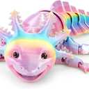 3D Printed Axolotl Fidget Toy, 3D Printed Animals Toy,Articulated Flexible Axolot Fidget Toy, Fun Gift (Rainbow, 10 in)