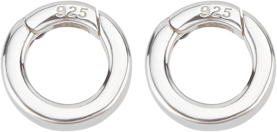SUNNYCLUE 1 Box 925 Sterling Silver Necklace Ring Clip Spring Gate Rings Spring Clasps Ring Bracelet Necklace Shortener Clasp Carabiner Snap Clip O Rings for Jewelry Making Clasps DIY Craft Supplies