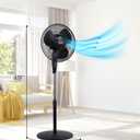 BLACK+DECKER 16 Inches Stand Fan with Pedestal Base, Height Adjustable Pedestal Fan with Remote and Touch Control Panel, Free Standing Fan with 90-Degree Oscillating and 3-Speed Settings, Black