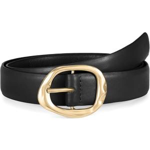 WHIPPY Leather Belt for Women Casual Waist Belt with Gold Buckle Fashion Ladies Belt for Jeans Pants Dress (M: Fit Waist Size 31"-35")