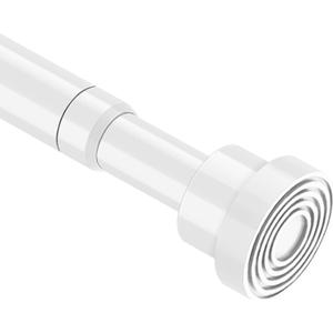 Spring Curtain Rod 33 to 56 Inch Adjustable White Curtain Rod No Drilling Non-Slip Expandable Tension Rod for Window, Doorway, Closet, Door, Wardrobe