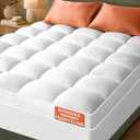 Ultra-Thick Shredded Memory Foam King Size Mattress Topper - Breathable & Balanced Pad for Back Pain Relief with Soft Viscose Made from Bamboo Cover, White