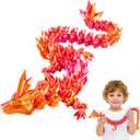 Rapean 27" 3D Printed Dragon Toy, Articulated Crystal Dragon Model for Kids & Collectors, Desktop Decoration, Dragon Lovers Unique Gift, 3D Printed Toys for Adults & Children (Orange)
