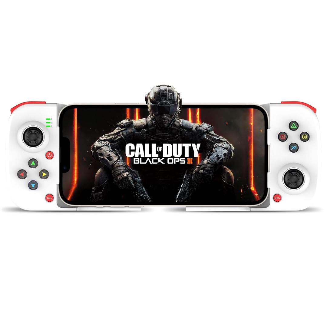 Joso Phone Controller for iPhone/Android Support Phone Case, Mobile Gaming Controller with Ergonomic Design - Wireless Gamepad for Cloud Gaming & PS Remote Play (White)