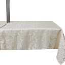 Damask Outdoor Tablecloth Water Resistant Polyester Fabric Table Cover with Zipper Umbrella Hole for Garden Patio Tabletop 60x84inch Rectangle,Beige