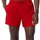 Lacoste Men's Quick-Dry Swim Shorts 5.5" (Large, Red/Green)