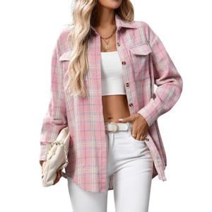 Women's Oversized Flannel Shirts Long Sleeve Button Down Plaid Shirt Business Casual Work Blouse Top Large