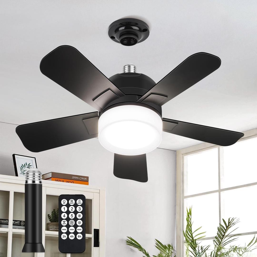 Fanspex Socket Celling Fan Light Black X16-Socket